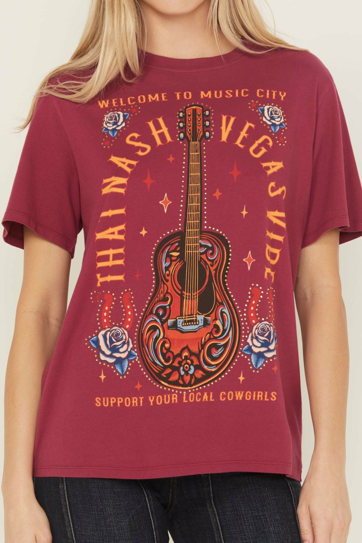 Idyllwind Rhinestone Music City Short Sleeve Boyfriend Graphic Tee