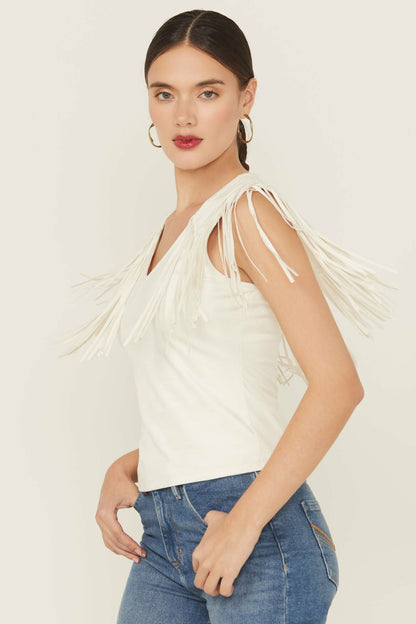 Idyllwind Lady Luck Fringe Faux Suede Top