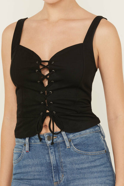 Idyllwind Eastland Faux Suede Lace-Up Corset