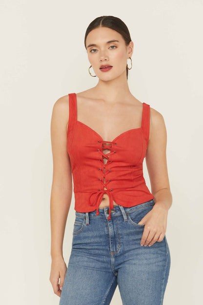 Idyllwind Eastland Faux Suede Lace-Up Corset
