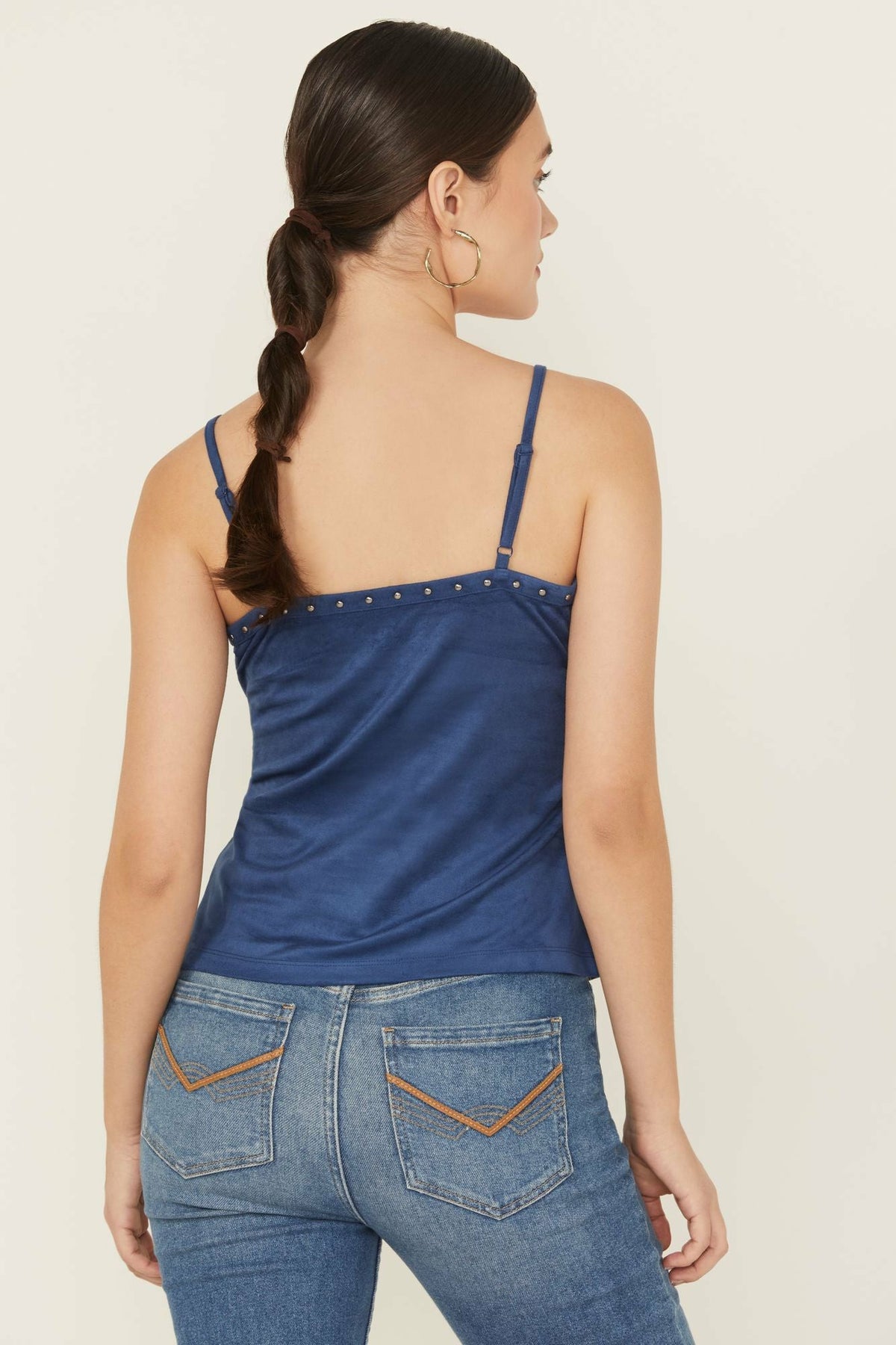 Idyllwind Faux Suede Studded Fringe Sleeveless Tank Top