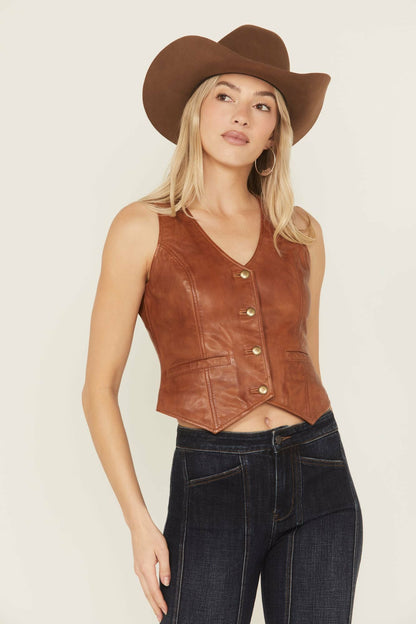 Idyllwind Fitted Button-Down Leather Vest
