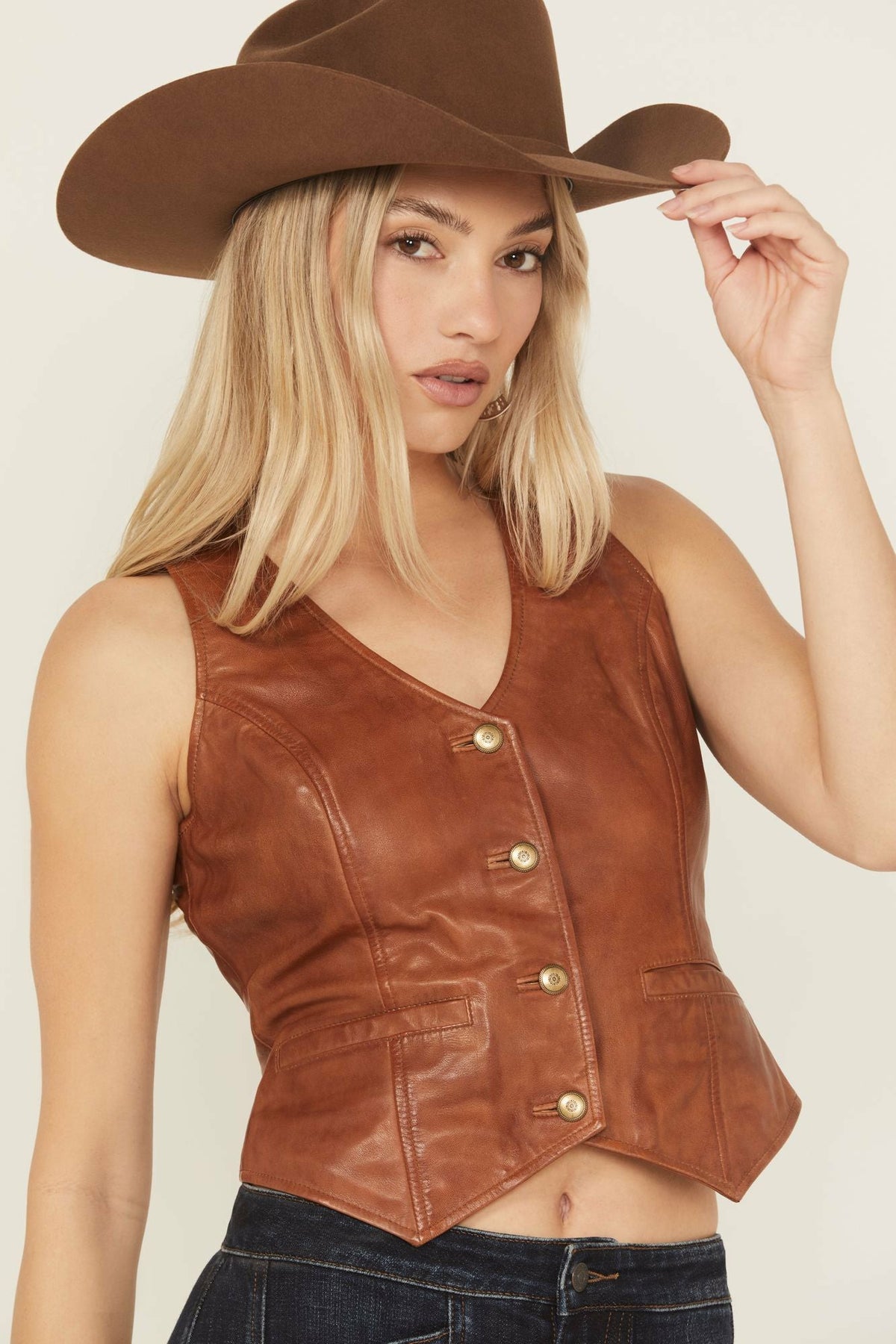 Idyllwind Fitted Button-Down Leather Vest