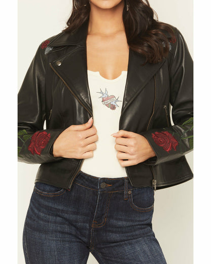 Idyllwind Glenrose Floral Leather Jacket
