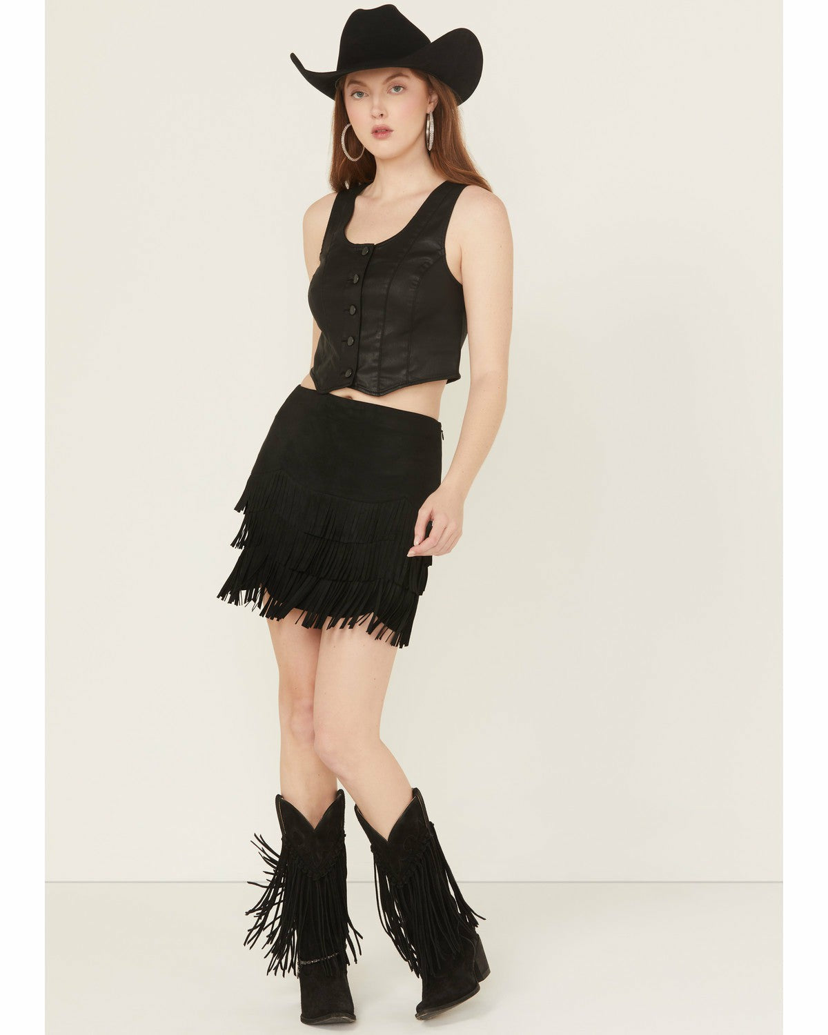 Idyllwind Lindale Faux Suede Fringe Mini Skirt