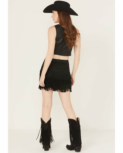 Idyllwind Lindale Faux Suede Fringe Mini Skirt