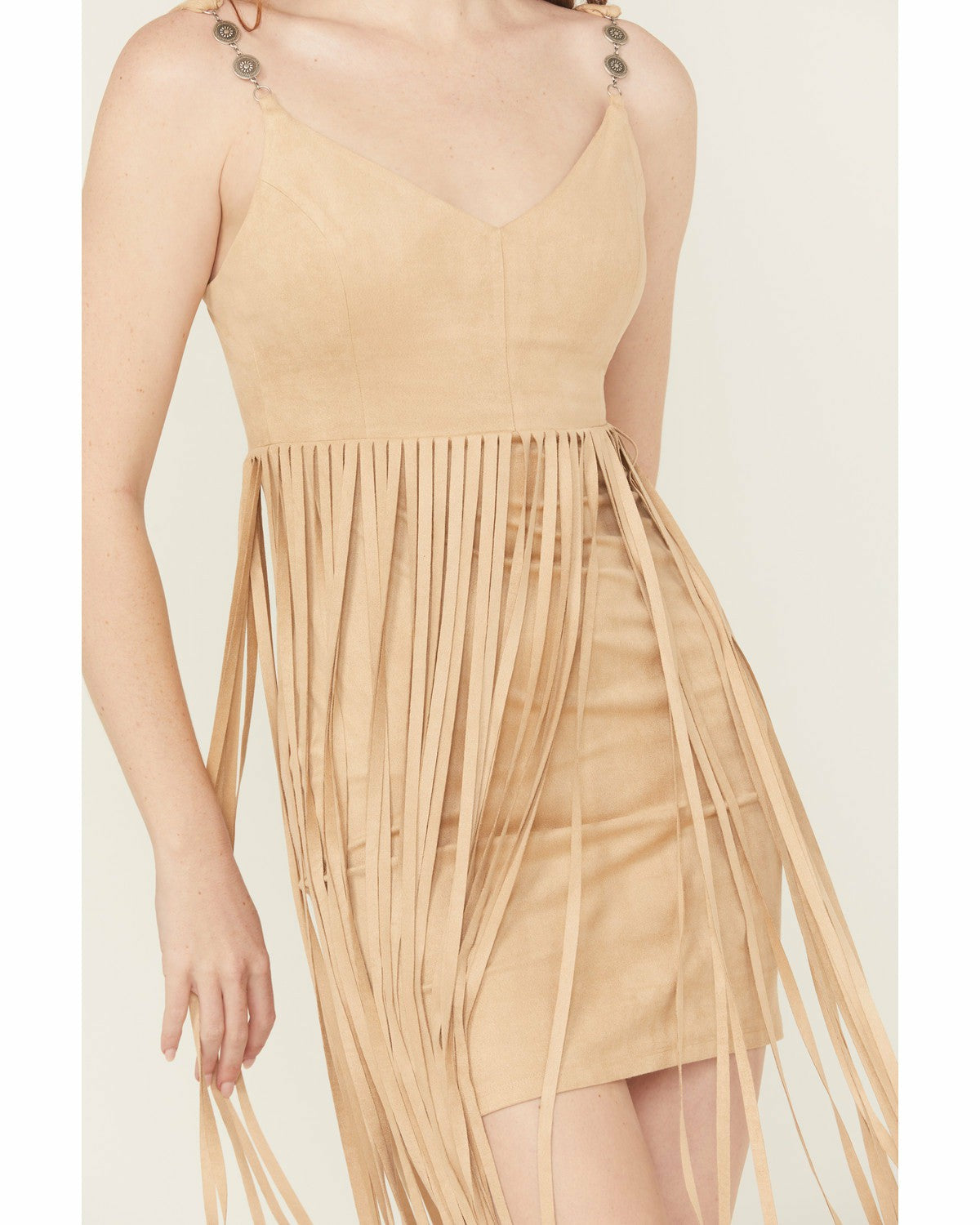 Idyllwind Ramsey Concho Trim Faux Suede Mini Dress