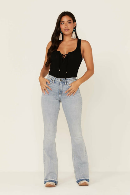 Idyllwind Light Wash Mustang High Risin Released Hem Flare Jeans