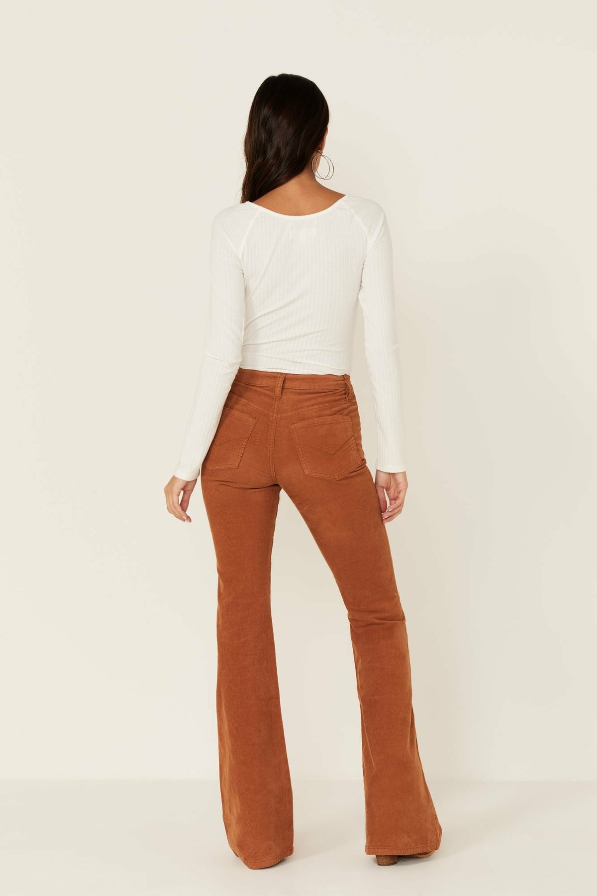 Idyllwind Pecan High Rise Flare Stretch Corduroy Jeans