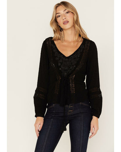 Idyllwind Romance Floral Embroidered Swiss Dot Blouse
