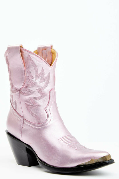 Idyllwind Tickled Metallic Pink Leather Fashion Western Booties - Round Toe