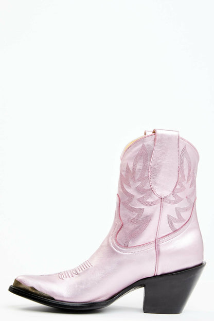 Idyllwind Tickled Metallic Pink Leather Fashion Western Booties - Round Toe