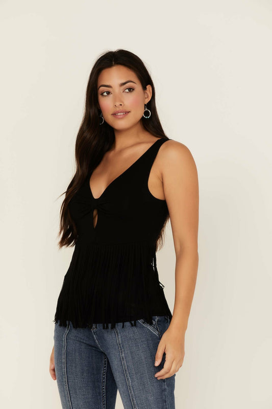 Idyllwind Bluebell Twist & Fringe Tank Top