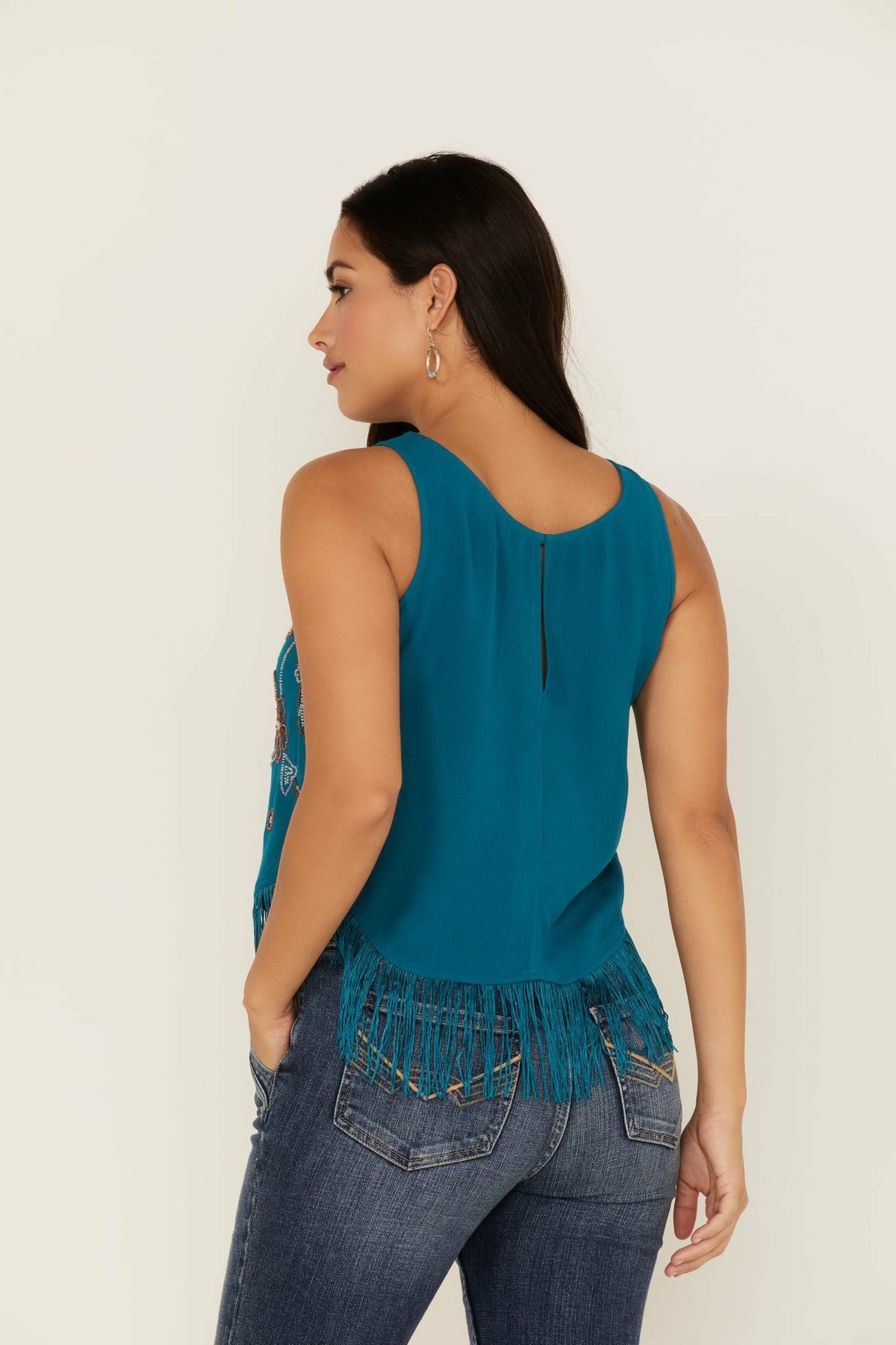 Idyllwind Cameo Beaded Fringe Tank Top