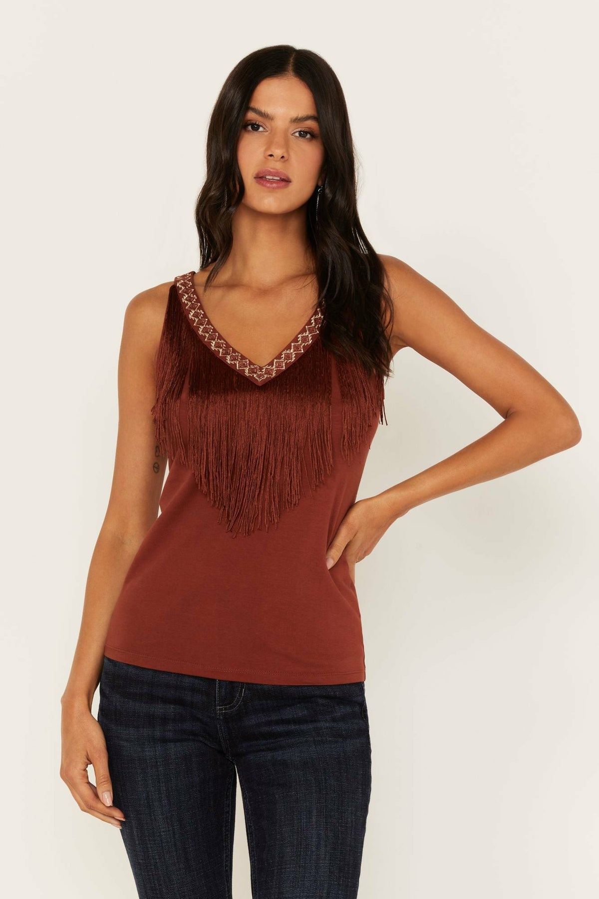 Idyllwind Songstress Embroidered Fringe Tank Top