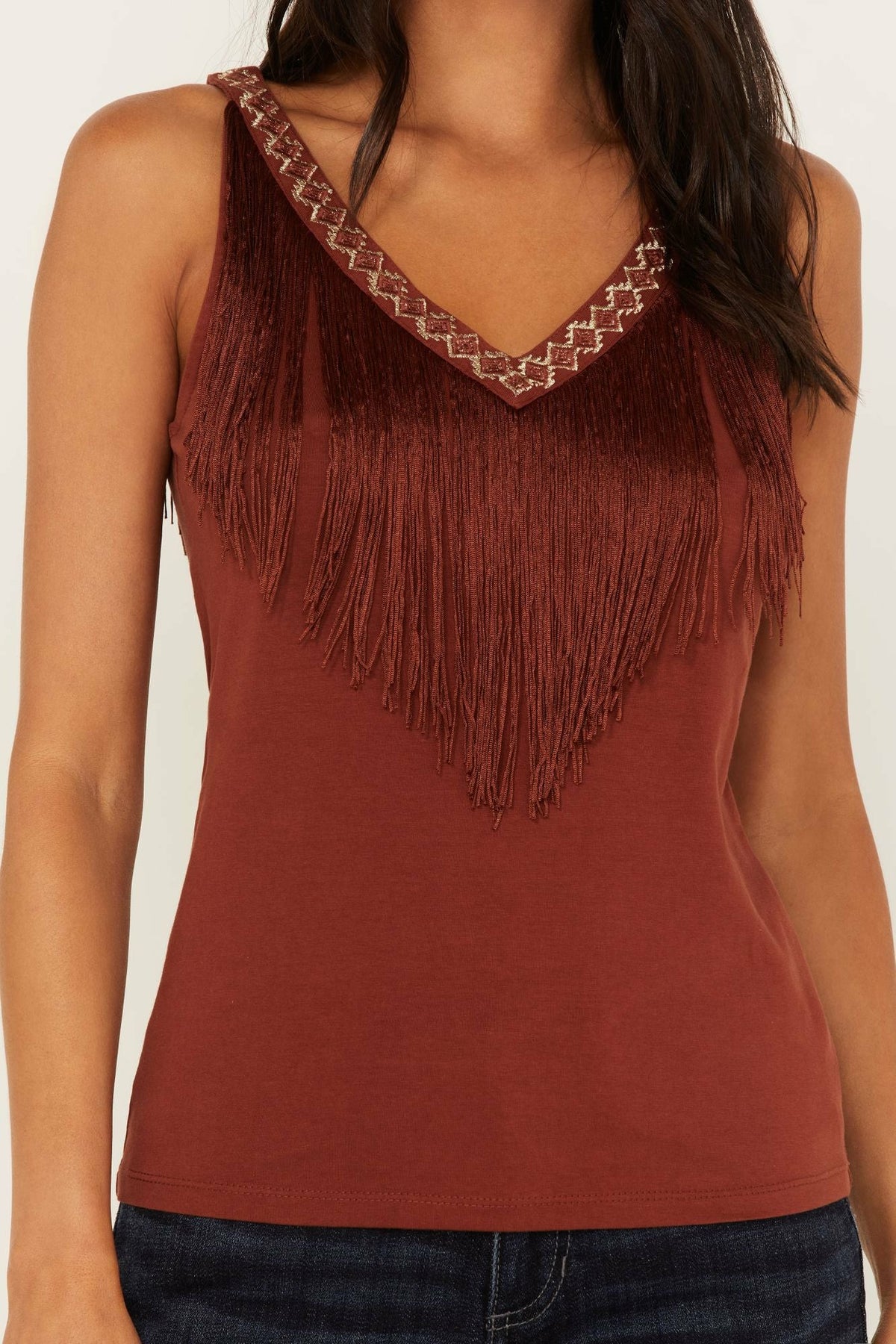 Idyllwind Songstress Embroidered Fringe Tank Top