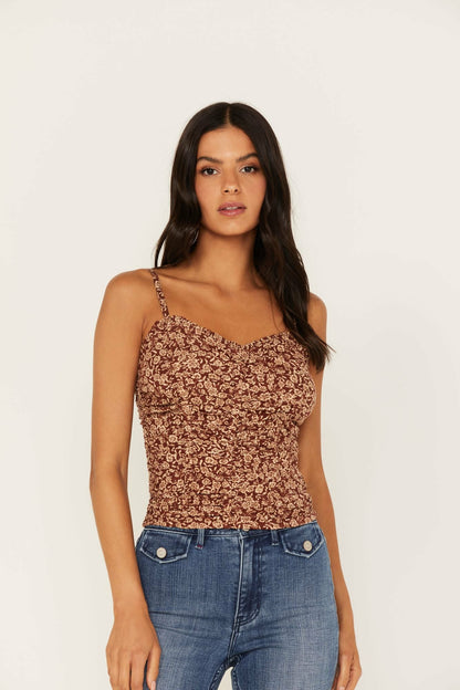 Idyllwind Floral Print Smocked Tank Top