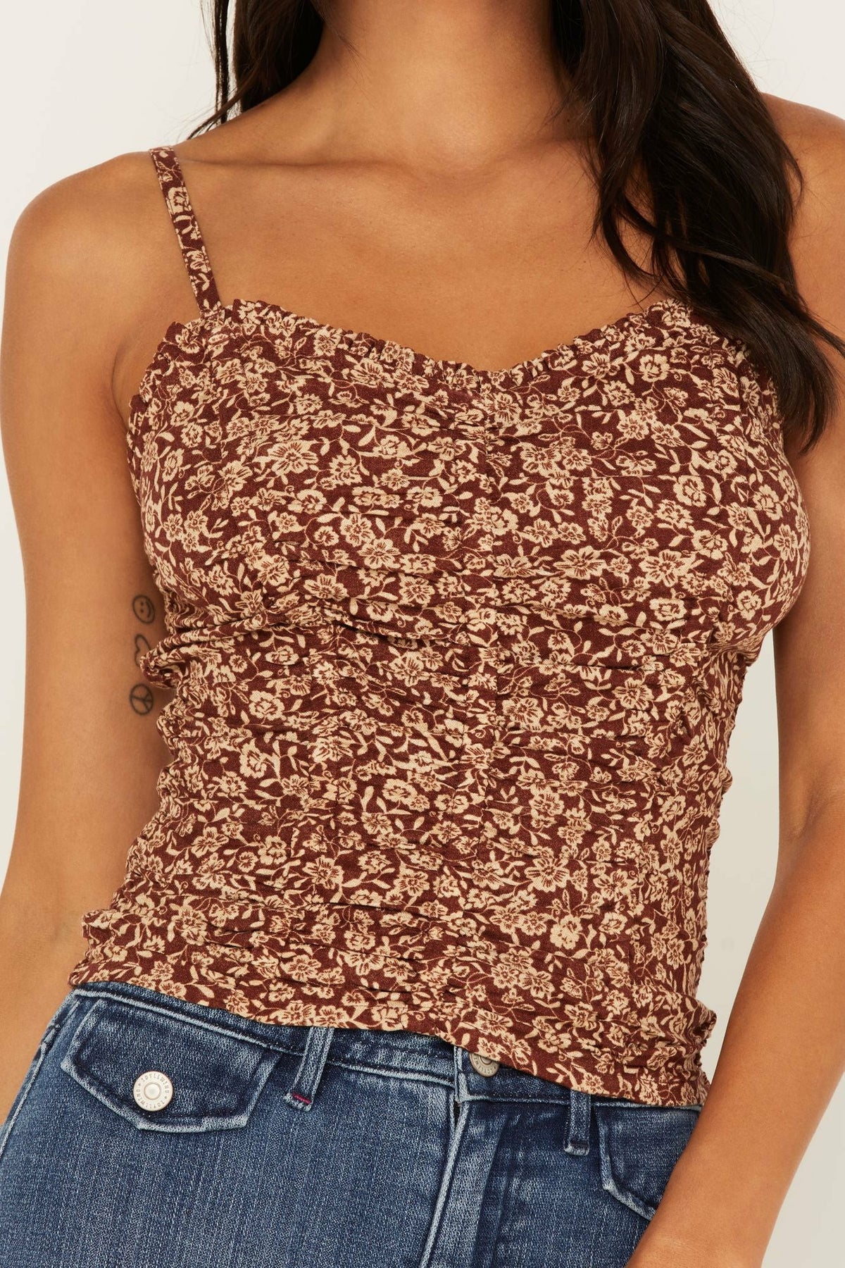 Idyllwind Floral Print Smocked Tank Top