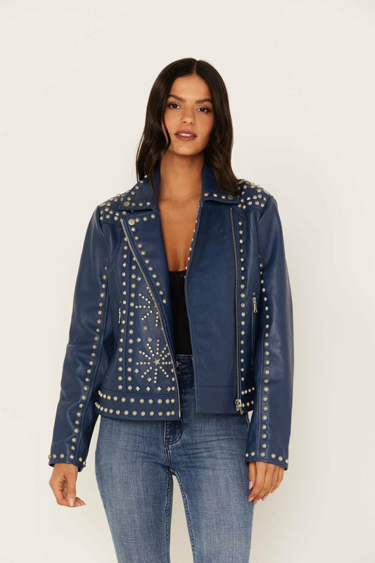 Idyllwind Studded Moto Leather Jacket