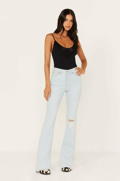 Idyllwind Light Wash West Avenue High Risin Distressed Flare Jeans