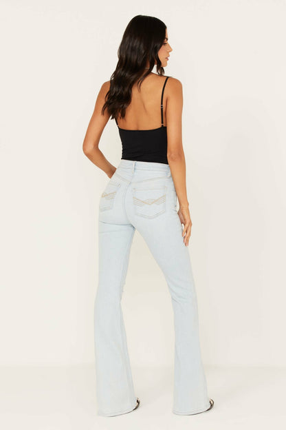 Idyllwind Light Wash West Avenue High Risin Distressed Flare Jeans