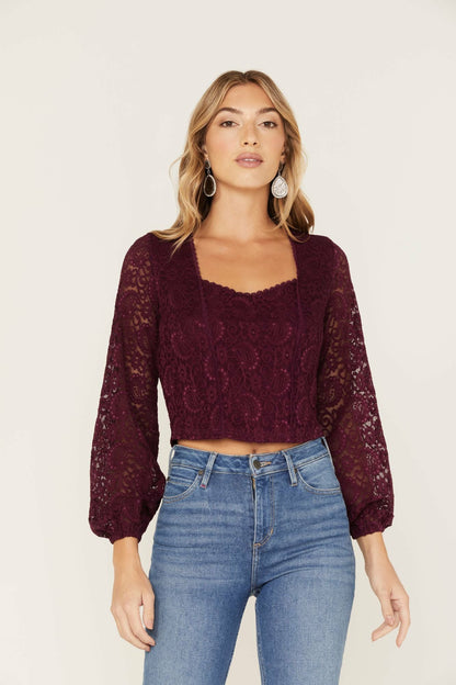Idyllwind Date Night Floral Lace Crop Top