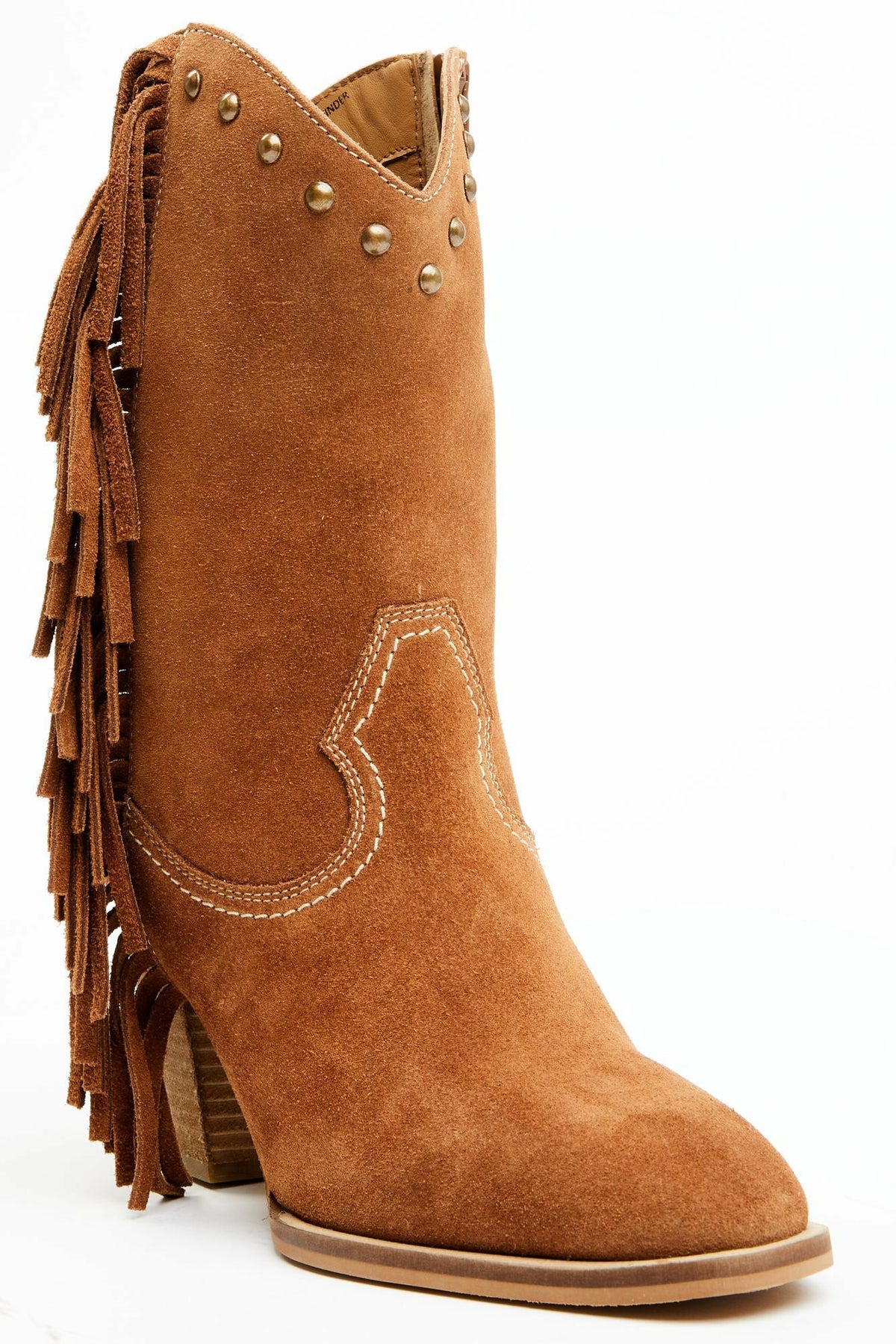 Idyllwind Sidewinder Studded Fringe Suede Fashion Booties - Round Toe