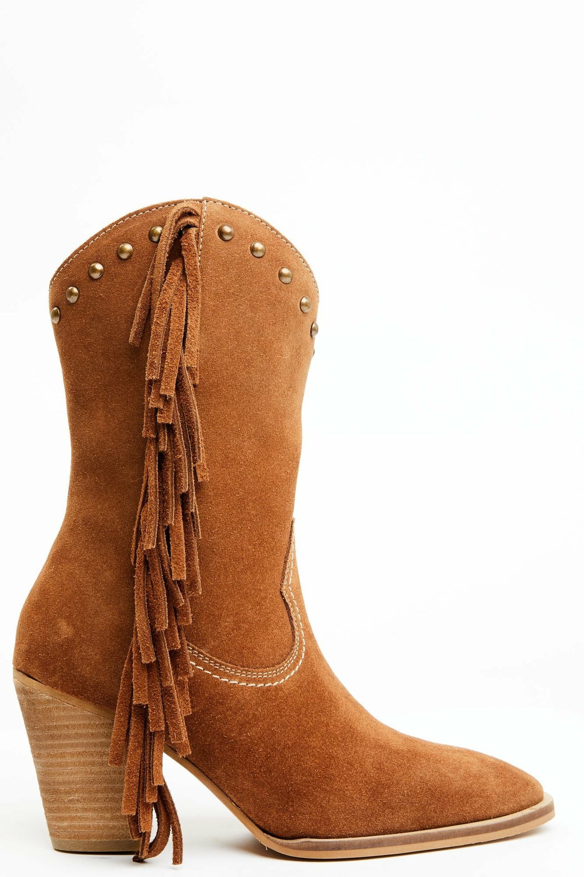 Idyllwind Sidewinder Studded Fringe Suede Fashion Booties - Round Toe