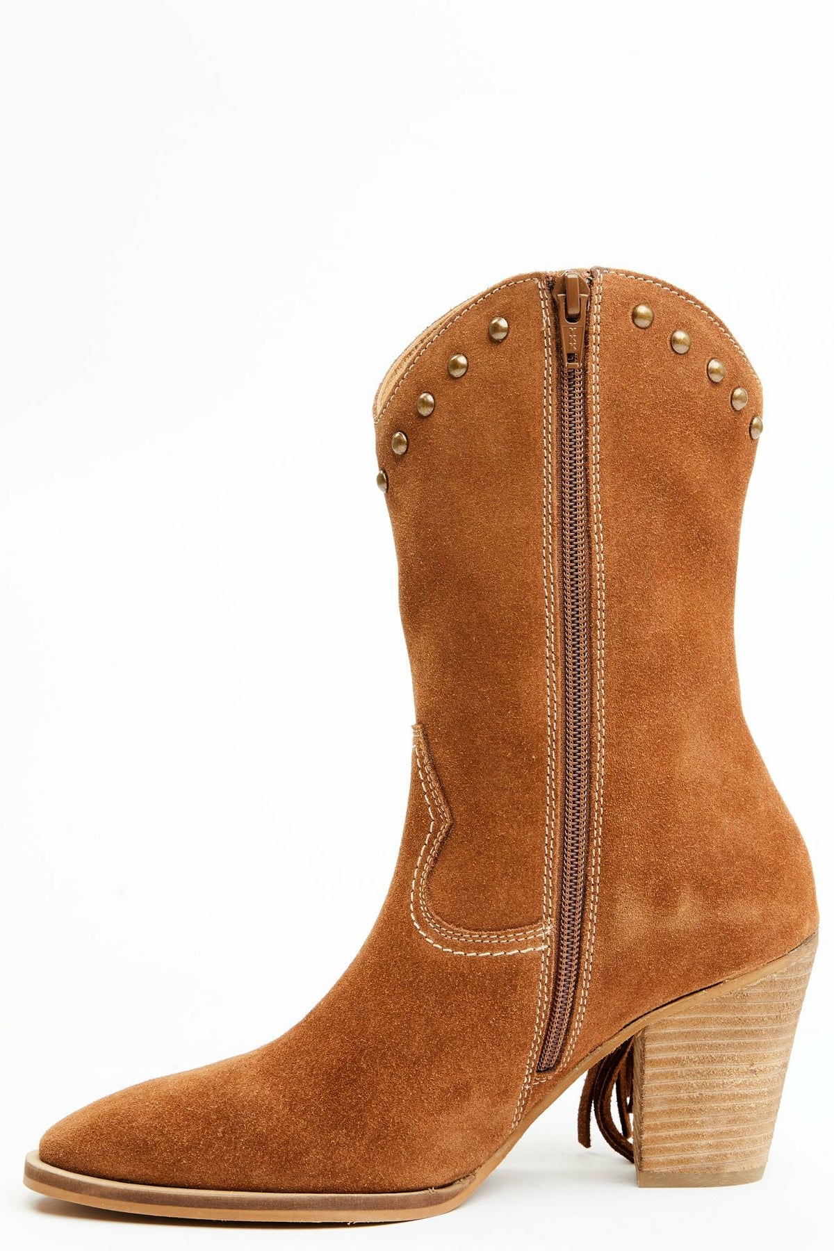 Idyllwind Sidewinder Studded Fringe Suede Fashion Booties - Round Toe