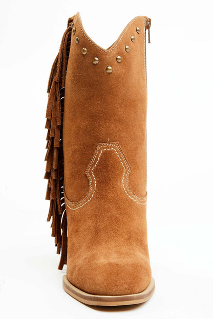 Idyllwind Sidewinder Studded Fringe Suede Fashion Booties - Round Toe