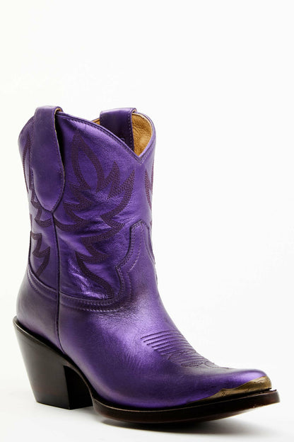 Idyllwind Wheels Metallic Violet Leather Booties - Round Toe