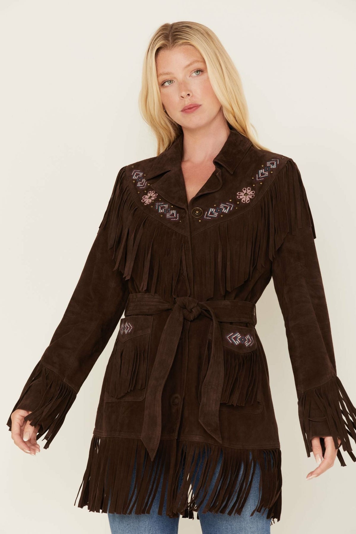 Idyllwind Batavia Embroidered Fringe Suede Jacket