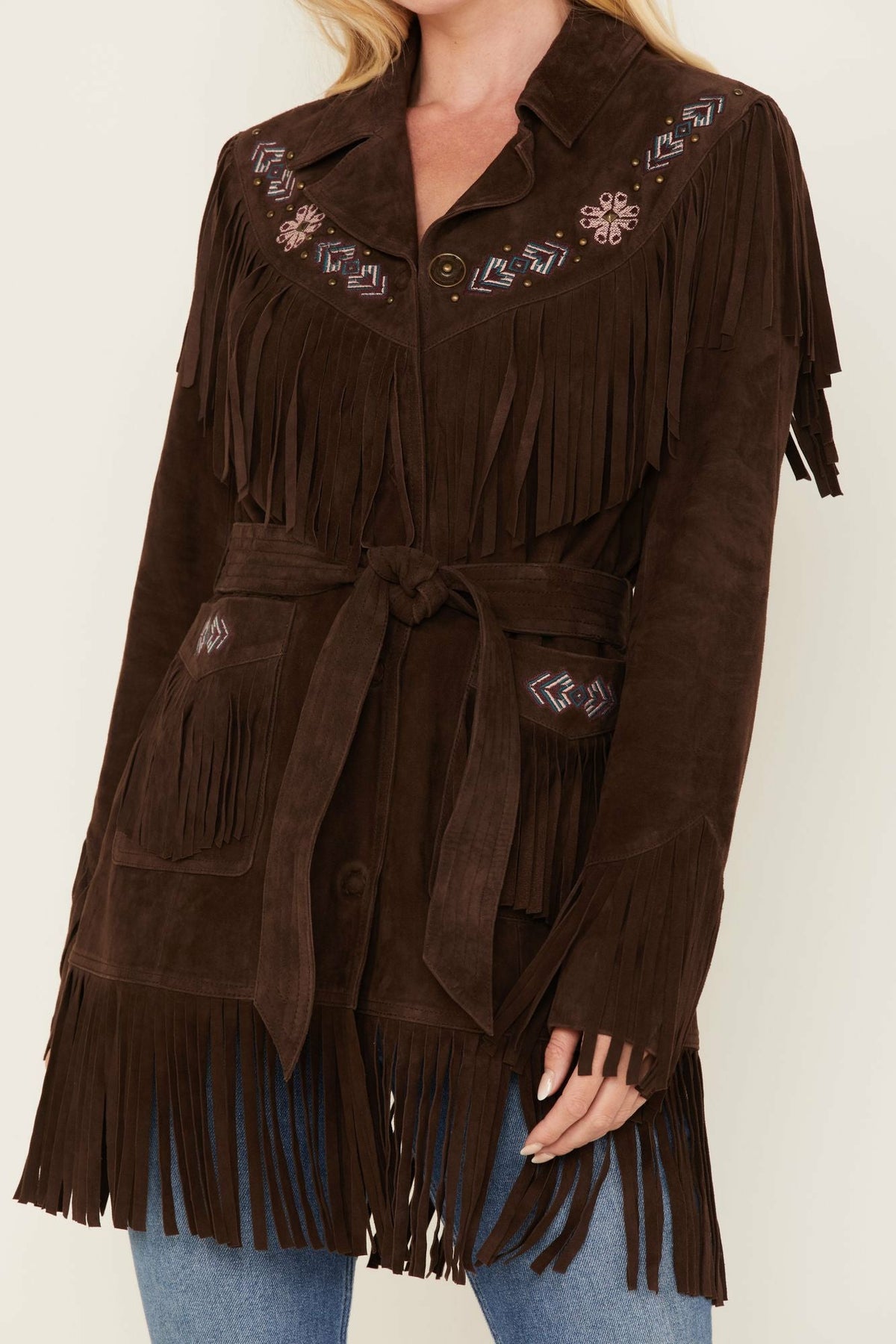 Idyllwind Batavia Embroidered Fringe Suede Jacket