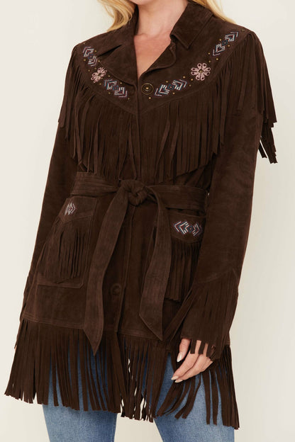 Idyllwind Batavia Embroidered Fringe Suede Jacket