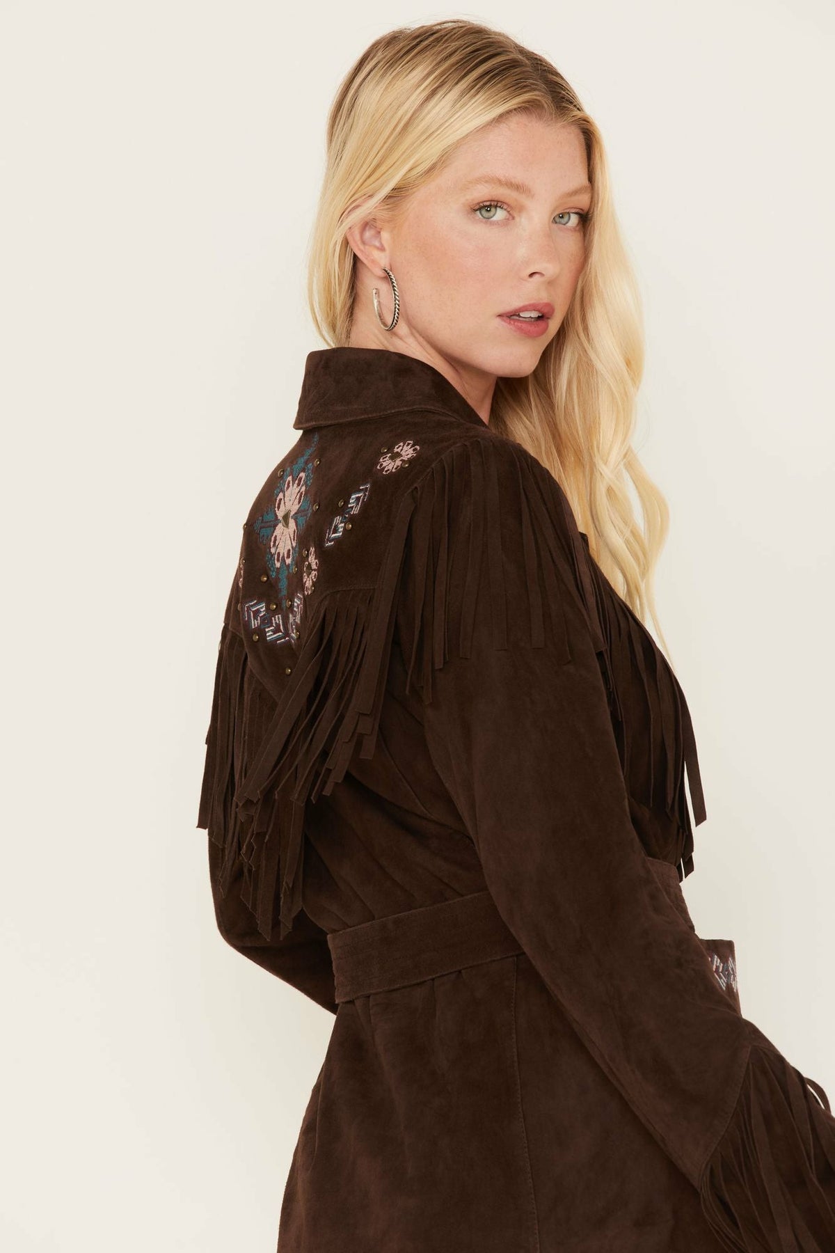 Idyllwind Batavia Embroidered Fringe Suede Jacket