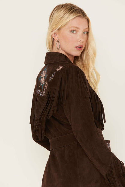 Idyllwind Batavia Embroidered Fringe Suede Jacket