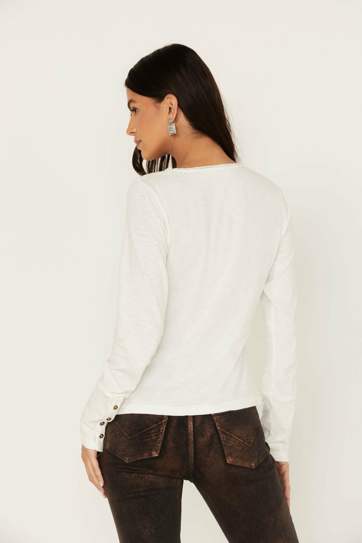 Idyllwind Velvet Trim Henley Top
