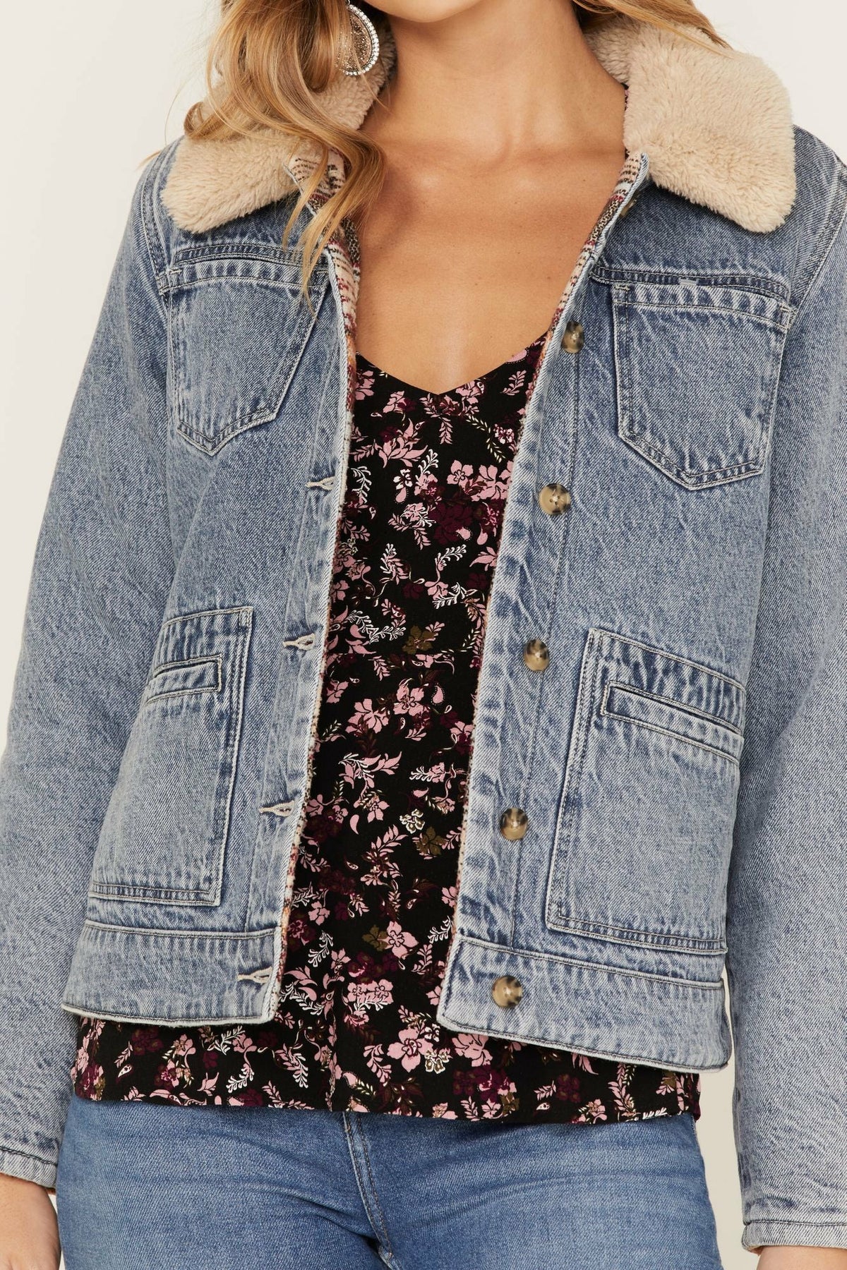 Idyllwind Light Wash Reversible Sherpa Blanket Denim Jacket