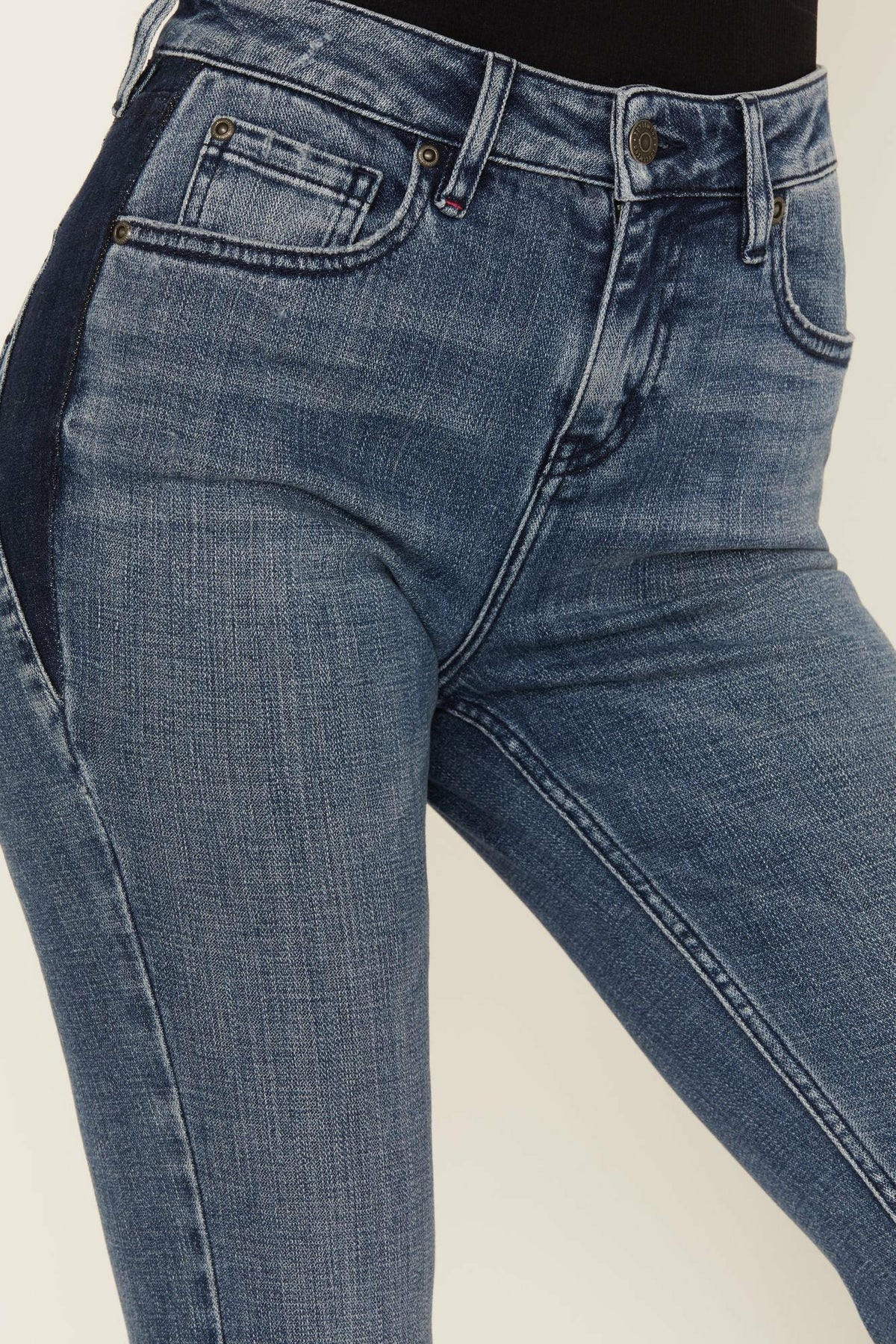 Idyllwind Barella Dark Wash Contrast Panels High Risin' Stretch Bootcut Jeans