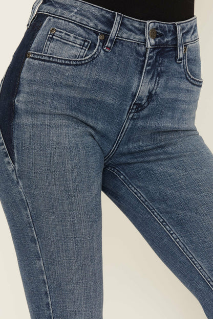 Idyllwind Barella Dark Wash Contrast Panels High Risin' Stretch Bootcut Jeans