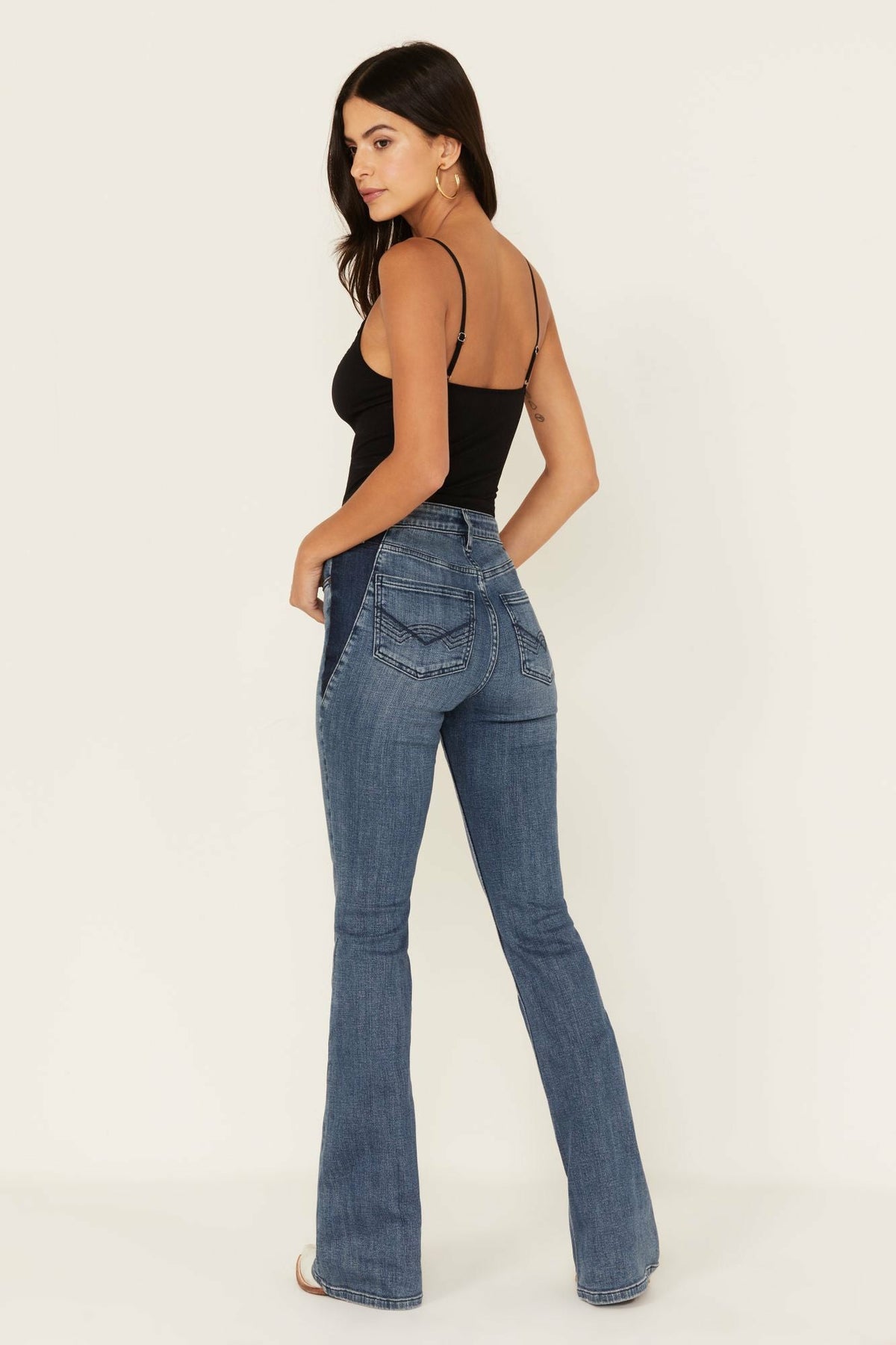 Idyllwind Barella Dark Wash Contrast Panels High Risin' Stretch Bootcut Jeans