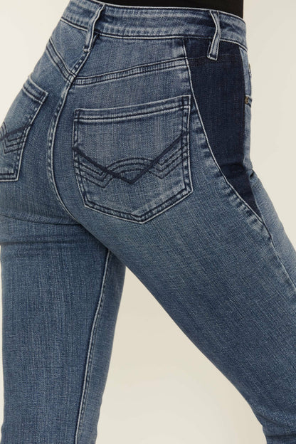 Idyllwind Barella Dark Wash Contrast Panels High Risin' Stretch Bootcut Jeans