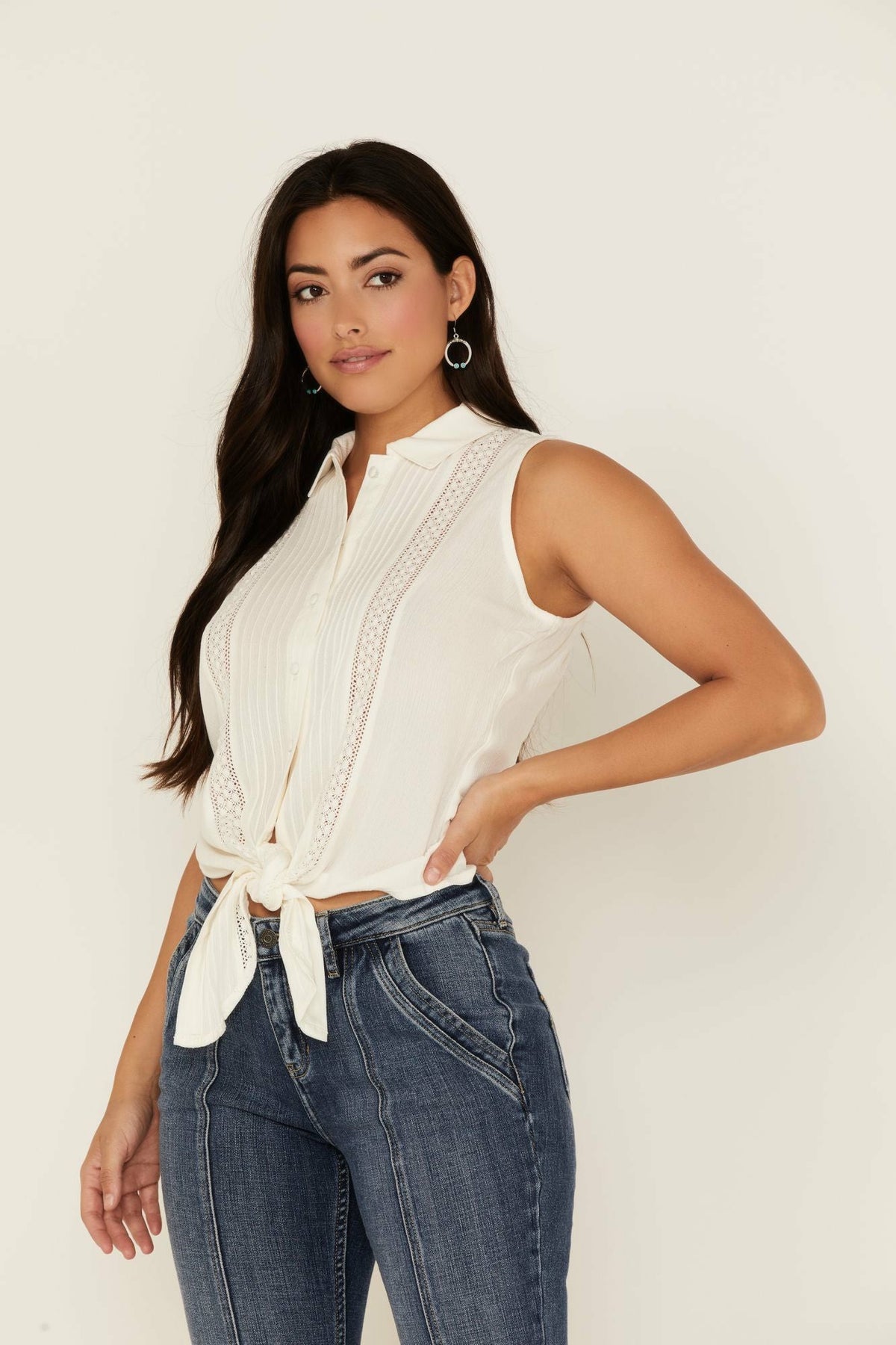 Idyllwind Barewood Button Front Tie Top