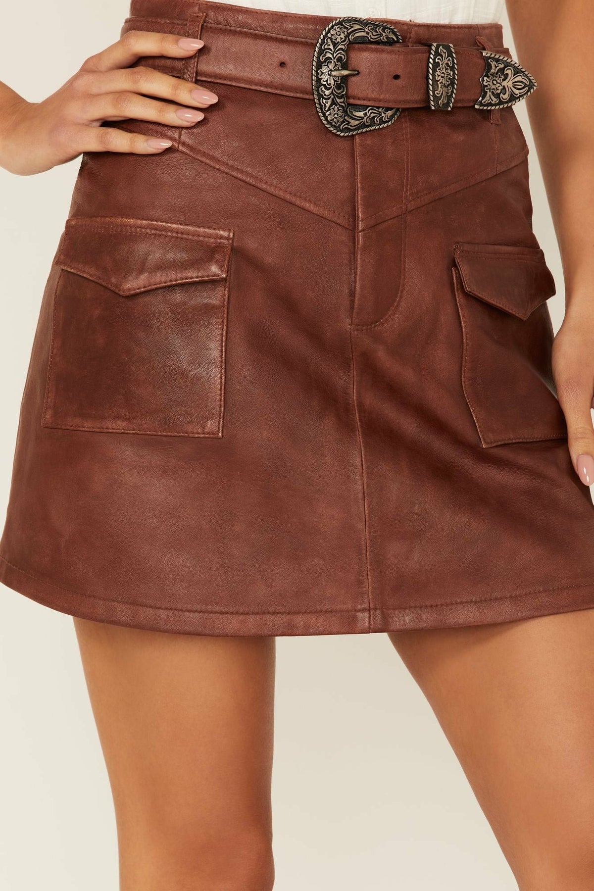 Idyllwind Western Belt Leather Mini Skirt