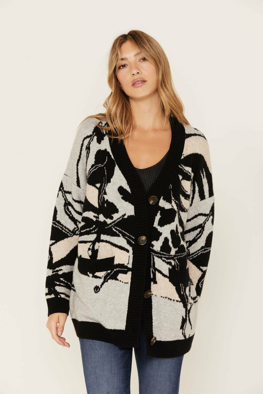 Idyllwind Alice Floral Abstract Cardigan Sweater