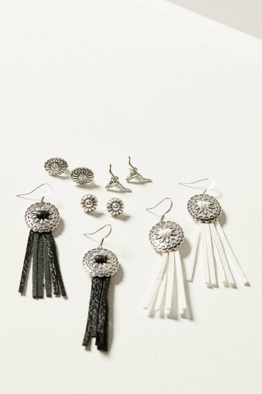 Idyllwind Decatur 5-piece Silver Concho & Tassel Earring Set
