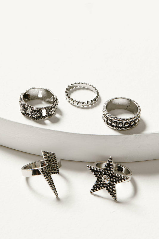 Idyllwind Lauderdale 5-piece Silver Ring Set