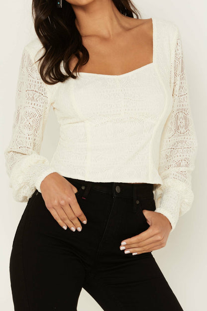 Idyllwind Dallas Smocked Lace Puff Sleeve Top