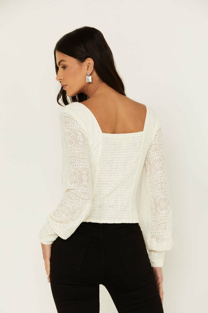 Idyllwind Dallas Smocked Lace Puff Sleeve Top
