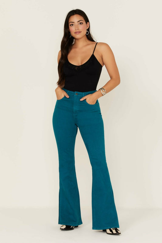 Idyllwind Teal Mid Rise Flare Jeans